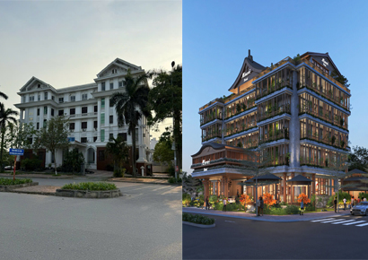 Thiết kế cải tạo khách sạn 6 tầng theo phong cách kiến xanh kết hợp không gian kiểu Nhật tinh tế ấn tượng