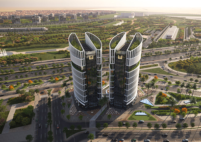 Dự án thiết kế song tháp chọc trời - Tòa nhà văn phòng hiện đại ven đô - H2O Building