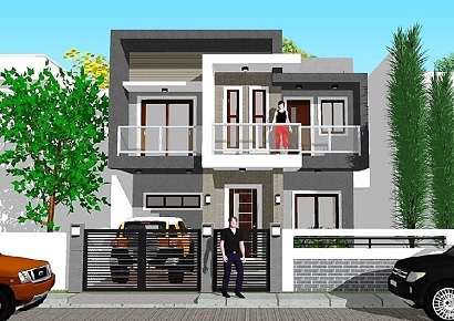 Mẫu nhà 2 tầng mặt tiền 8m đẹp và sang
