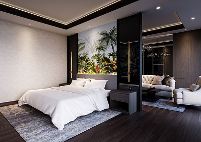 Mẫu thiết kế buồng Vip 1 ngủ 1 khách tại khách sạn 5 sao sang trọng