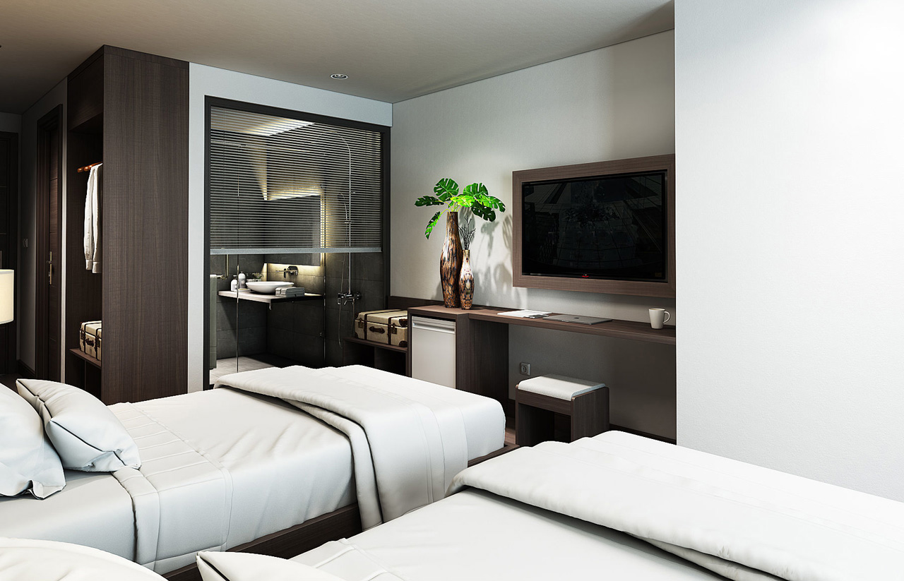 Nội thất phòng có hai giường đơn khách sạn 3-4-5 sao sẽ mang đến trải nghiệm thú vị cho du khách đi du lịch cùng nhau. Các phòng được thiết kế với kiến trúc hiện đại và trang bị đầy đủ các tiện nghi cao cấp. Du khách sẽ có một đêm ngủ thật ngon miệng và thoải mái.