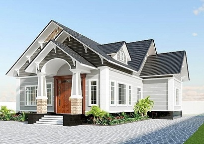 Mẫu nhà cấp 4 mái thái 3 phòng ngủ chữ l đẹp năm 2021