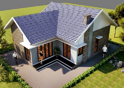 Mẫu nhà cấp 4 mái thái chữ L ở nông thôn đẹp