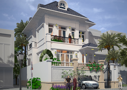 Thiết kế biệt thự 3 tầng kiểu Pháp cực đẹp giữa thành thị