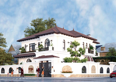 Mẫu thiết kế biệt thự tân cổ điển 2 tầng mái Nhật có diện tích 192m2 tại Hà Tĩnh
