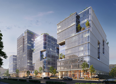 Thiết kế hai tòa nhà văn phòng song lập (A-B) 12 tầng giữa khu phố trung tâm - Mega Office Building