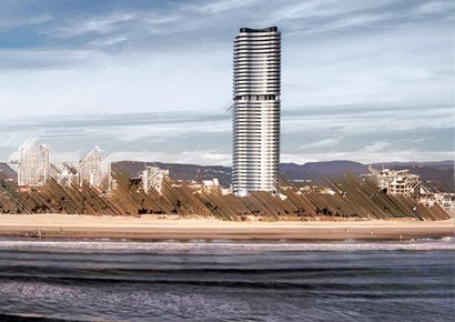 Mẫu khách sạn hiện đại cao 42 tầng như ngọn hải đăng trên biển - Highrise Hotel