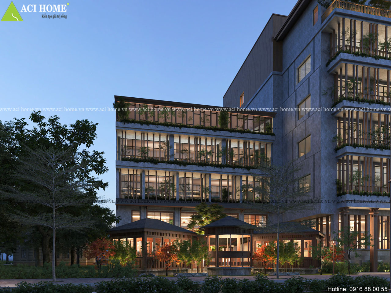 Thiết kế khách sạn Minori 6 tầng phong cách Nhật Bản kết hợp không gian xanh tại Hưng Yên