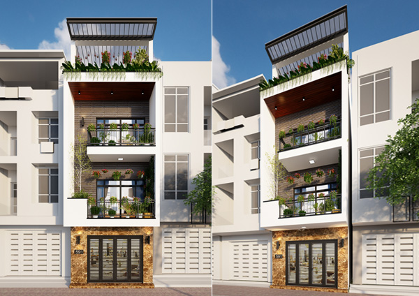 Thiết kế nhà phố hiện đại 4 tầng đẹp ấn tượng tại Ninh Hiệp