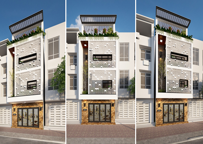 Thiết kế nhà phố hiện đại 5m mặt tiền trên đường Giải Phóng - Hà Nội