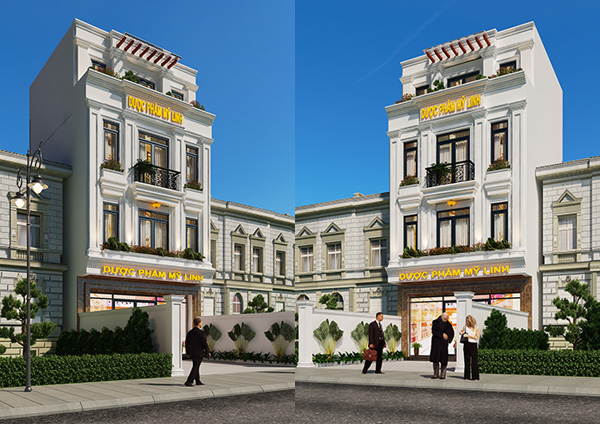 Thiết kế nhà phố kết hợp kinh doanh dược phẩm tại Hà Nội