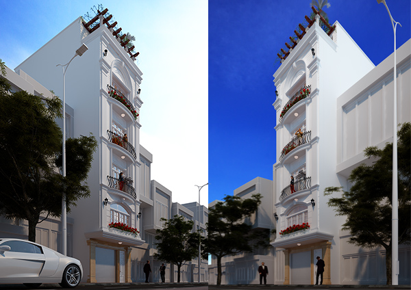 Thiết kế nhà phố kiểu Pháp uy nghiêm và lộng lẫy