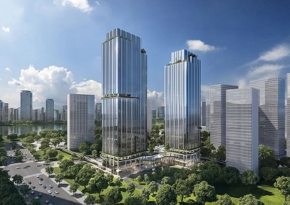 Ý tưởng tòa song tháp chọc trời với kiến trúc thương mại kết hợp phủ xanh trong khu trung tâm