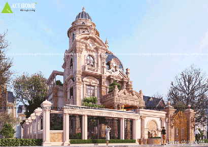 Mẫu biệt thự lâu đài 3 tầng 1 tum 250m2 có gara có phòng giải trí LD-2131