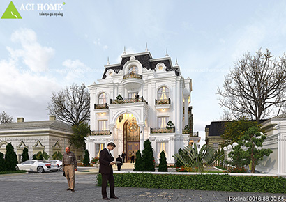 Mẫu biệt thự lâu đài 3 tầng 150m2 có phòng karaoke đẳng cấp LD-2154