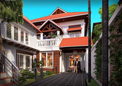 Thiết kế biệt thự 2 tầng theo phong cách Á Đông truyền thống