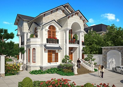 Kiến trúc biệt thự đẹp 2 tầng phong cách Pháp