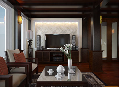 Thiết kế nội thất gỗ biệt thự Á Đông tinh tế