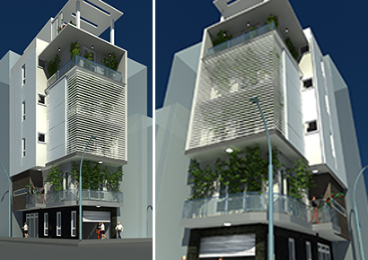 Thiết kế nhà phố 2 mặt tiền phong cách hiện đại