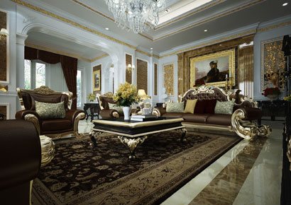 Nội thất kiểu Pháp biệt thự 3 tầng phong cách tân cổ điển