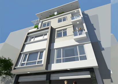 Thiết kế nhà ống 4,5 tầng phong cách hiện đại