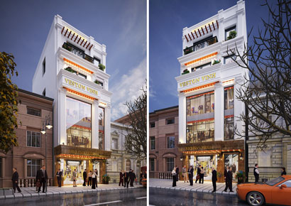 Thiết kế nhà phố 5 tầng kết hợp cửa hàng kinh doanh