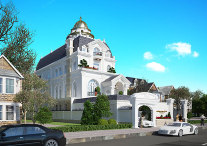 Thiết kế biệt thự cổ điển 3,5 tầng kiểu Pháp