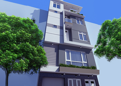 Thiết kế nhà ống 4 tầng phong cách hiện đại