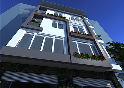 Thiết kế nhà phố song lập phong cách hiện đại