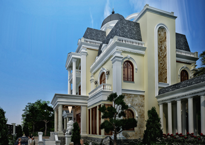 Thiết kế biệt thự cổ điển 3 tầng kiểu Pháp