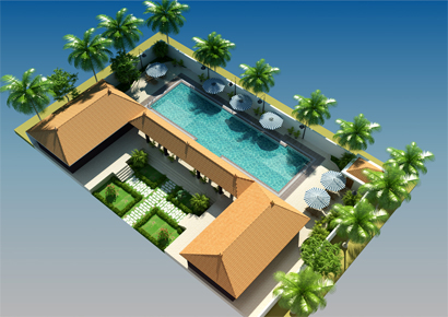 Thiết kế khách sạn có bể bơi sang trọng hiện đại