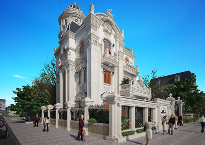 Thiết kế biệt thự cổ điển 4,5 tầng vừa lòng gia chủ tại Yên Bái