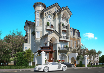 Thiết kế biệt thự cổ điển 4,5 tầng tại quận 10 - Sài Gòn đẳng cấp sang trọng