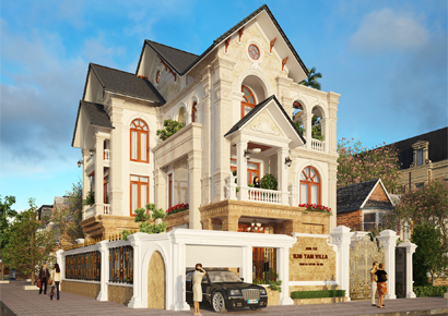 Thiết kế biệt thự cổ điển 3,5 tầng 2 mặt tiền đẳng cấp người Hà Nội