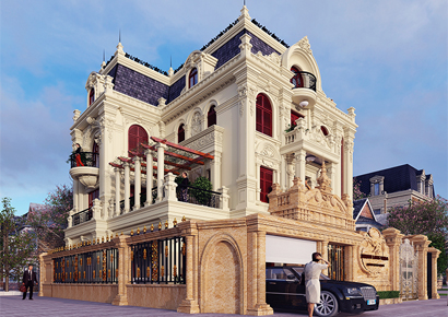 Thiết kế biệt thự kiểu Pháp đẹp ,sang trong và bề thế tại Hà Nội