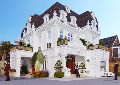 Thiết kế biệt thự tân cổ điển 3 tầng 1 tum sang trọng tại Hải Phòng