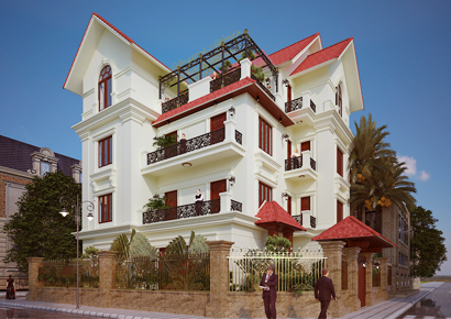 Thiết kế biệt thự kiểu Pháp nổi bật giữa Tp Hưng Yên