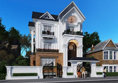 Thiết kế biệt thự tân cổ điển sang trọng - 10 m mặt tiền tại Hà Tĩnh