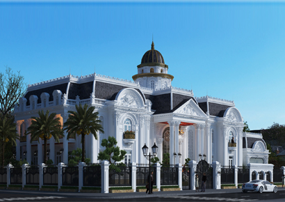 Thiết kế biệt thự cổ điển Châu Âu sang trọng và bề thế tại Hòa Bình