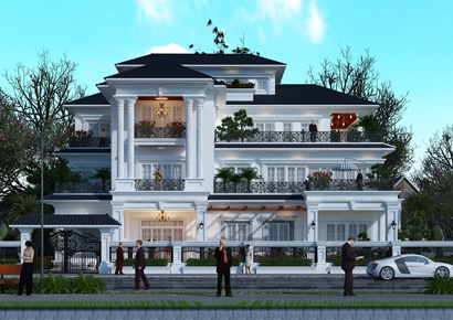 Thiết kế biệt thự tân cổ điển tại Vĩnh Phúc nhẹ nhàng mà tinh tế