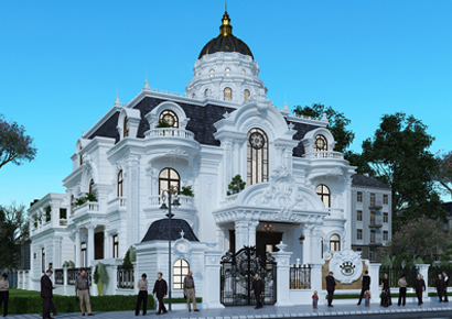 Tư vấn thiết kế biệt thự cổ điển 2 tầng 1 tum diện tích lô đất hơn 300 m2 tại Pleiku