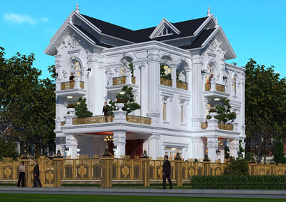 Tư vấn biệt thự cổ điển 3 tầng tại Thái Bình - Không gian quá nguy nga