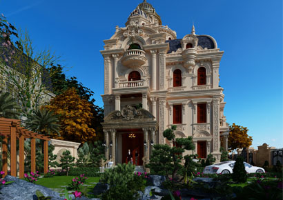 Tư vấn thiết kế biệt thự 4 tầng 1 tum cổ điển cực kỳ to đẹp tại Nam Định