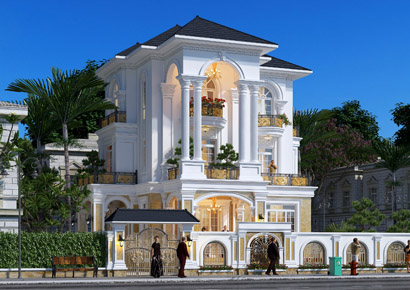 Tư vấn thiết kế biệt thự tân cổ điển 3 tầng 1 tum sang trọng tại Lạng Sơn